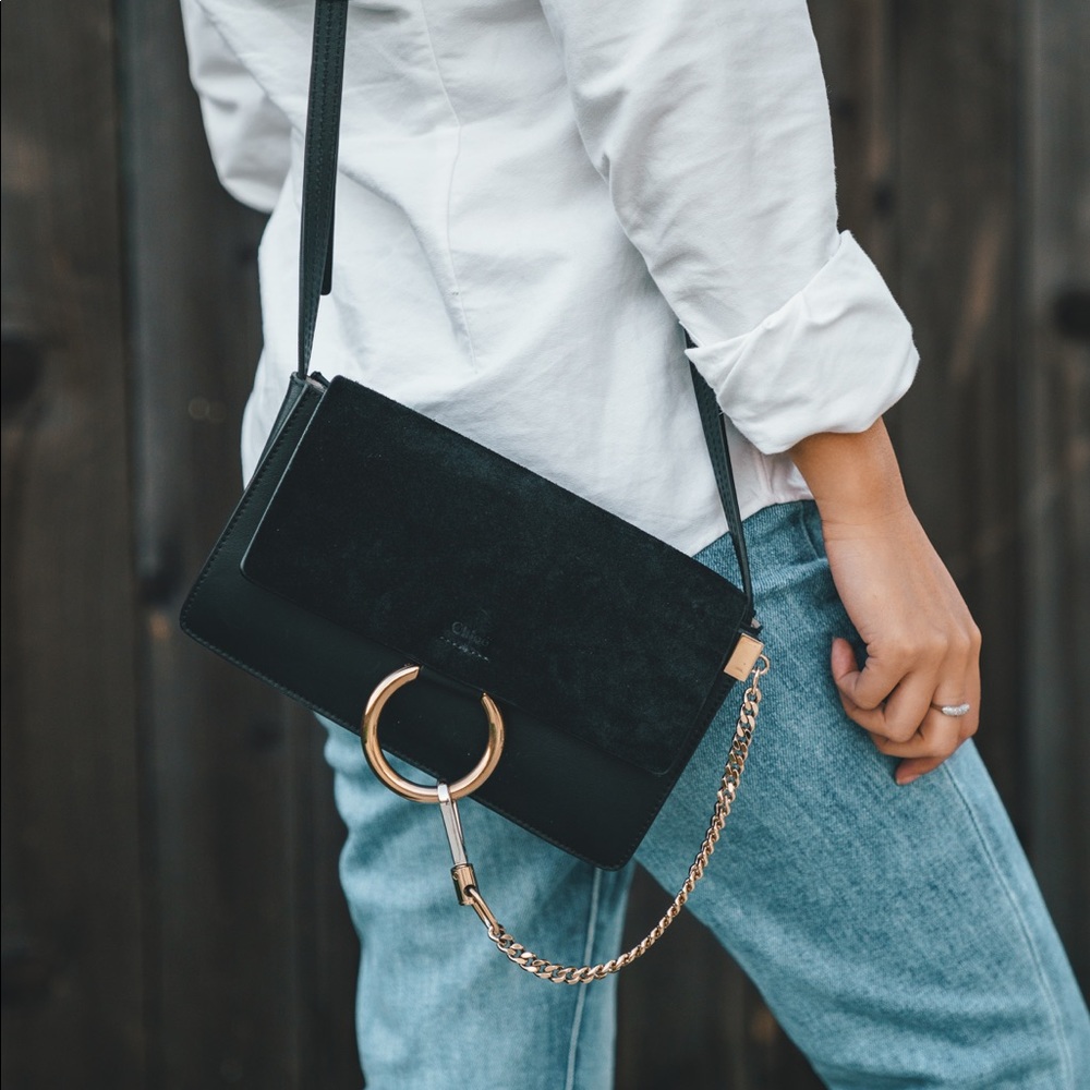 CHLOE FAYE SMALL BLACK SHOULDER BAG